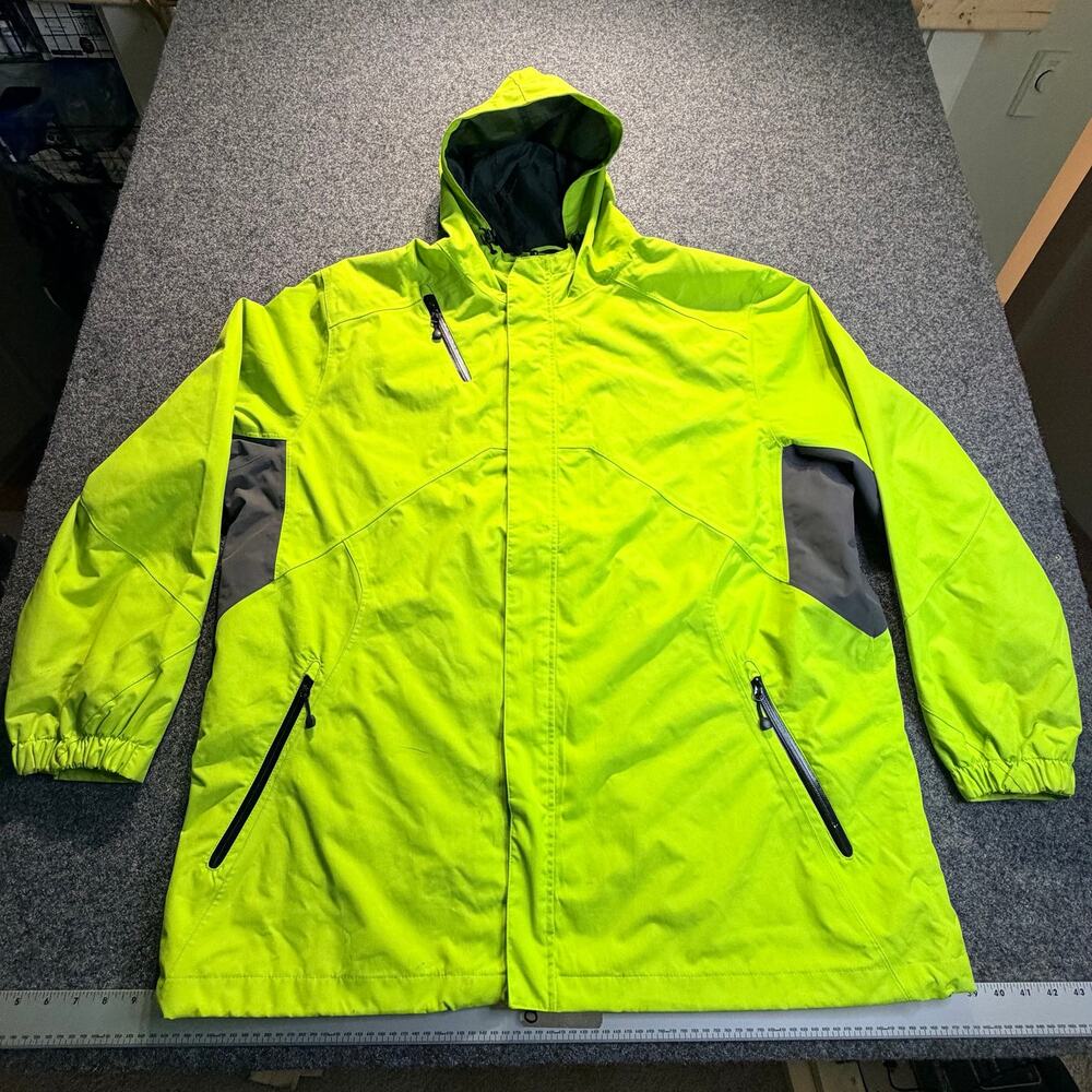 Port Authority Cascade Waterproof Rain Jacket Hooded Men's 3XL Neon Charge Green